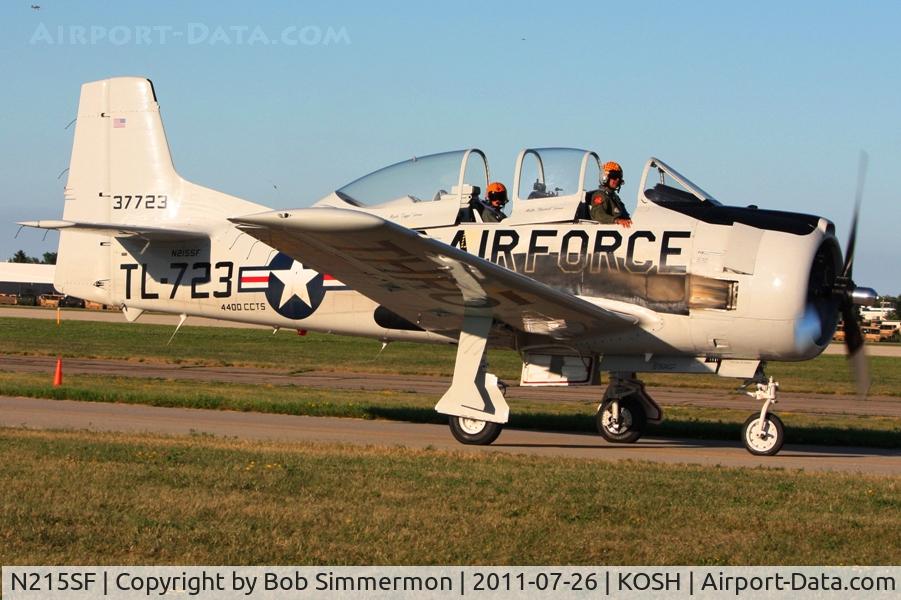 N215SF, 1955 North American T-28B Trojan C/N 200-86 (137723), Departing Airventure 2011.