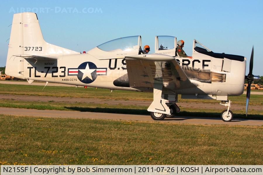 N215SF, 1955 North American T-28B Trojan C/N 200-86 (137723), Departing Airventure 2011.