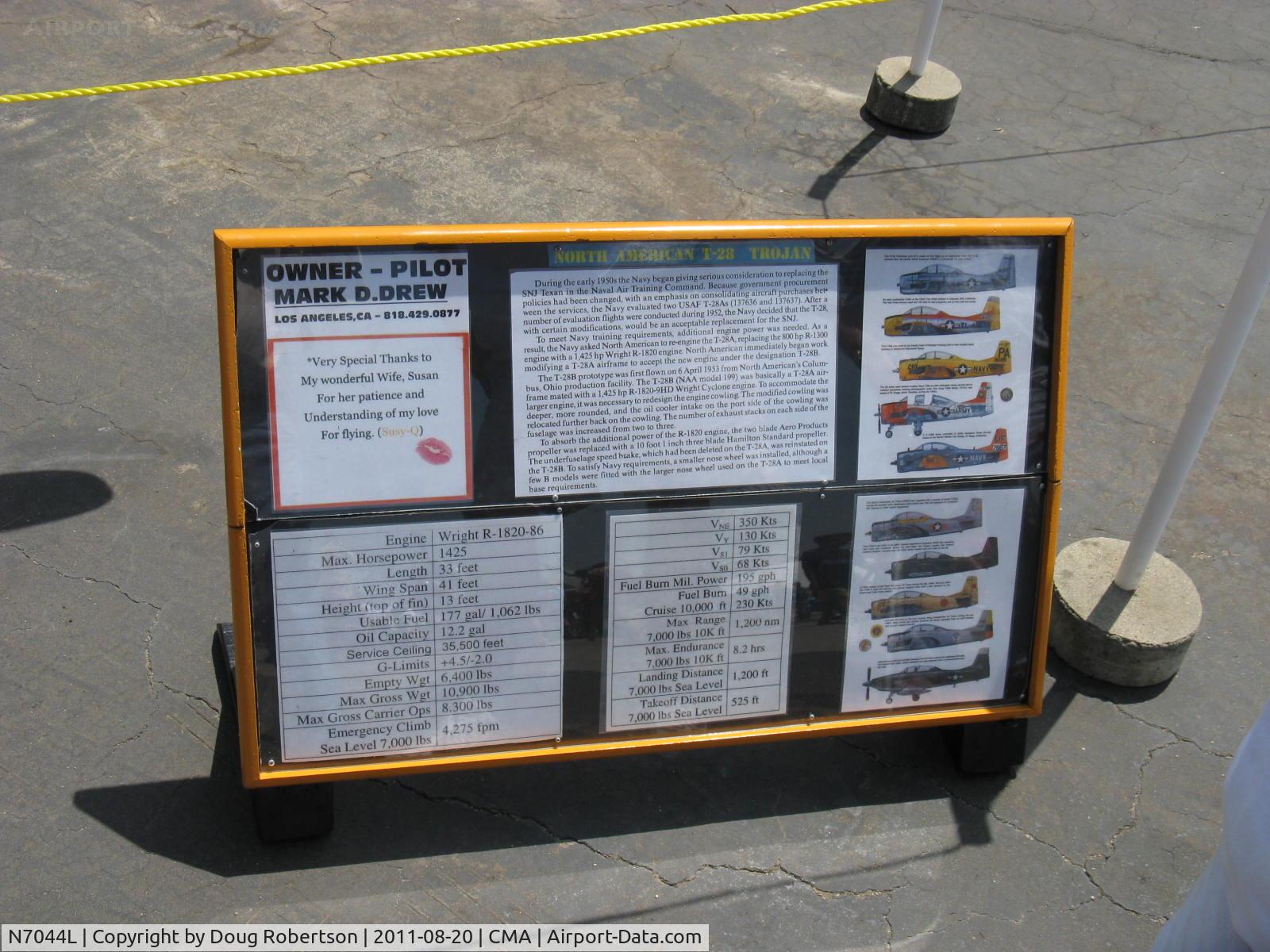 N7044L, 1955 North American T-28B Trojan C/N 200-286 (138215), 1955 North American T-28B TROJAN 'Susy Q', Wright R-1820-86 Cyclone 9 cylinder 1,425 Hp, history