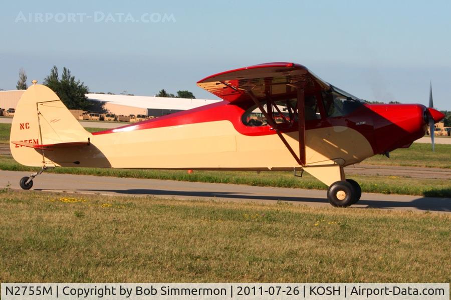 N2755M, 1946 Piper PA-12 Super Cruiser C/N 12-1240, Departing Airventure 2011.