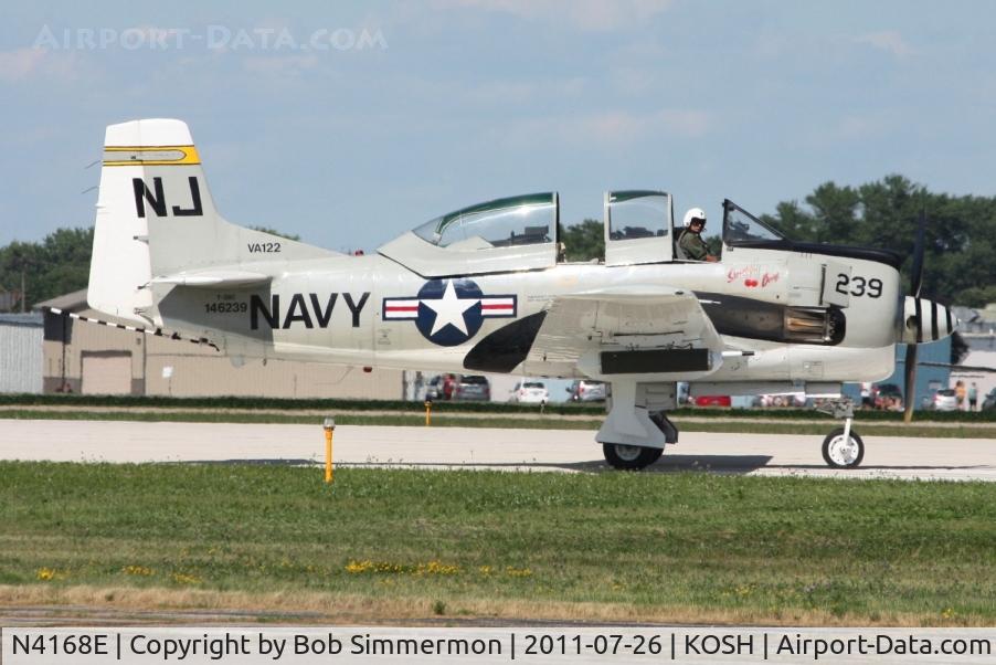 N4168E, 1956 North American T-28C Trojan C/N 252-2, Departing Airventure 2011.