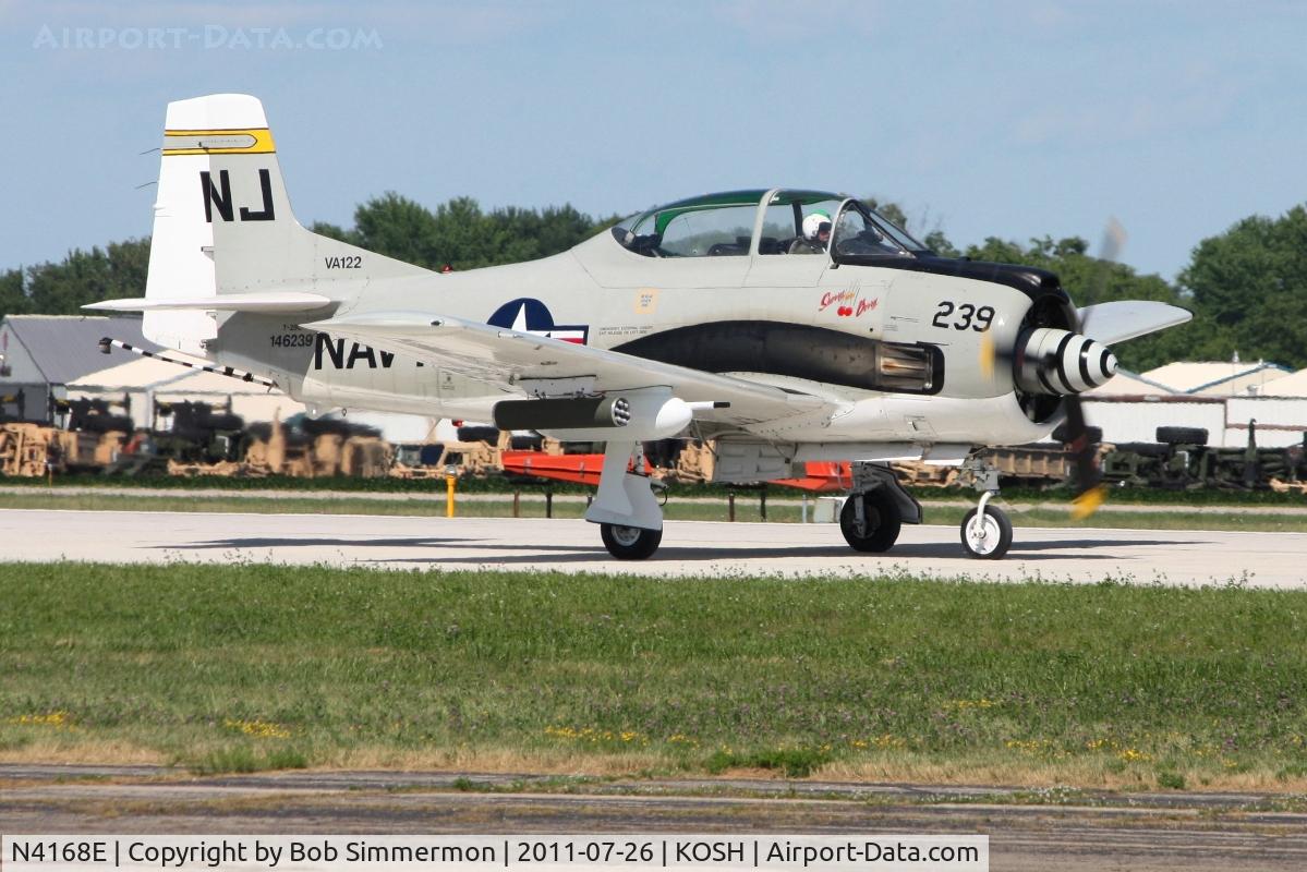 N4168E, 1956 North American T-28C Trojan C/N 252-2, Departing Airventure 2011.