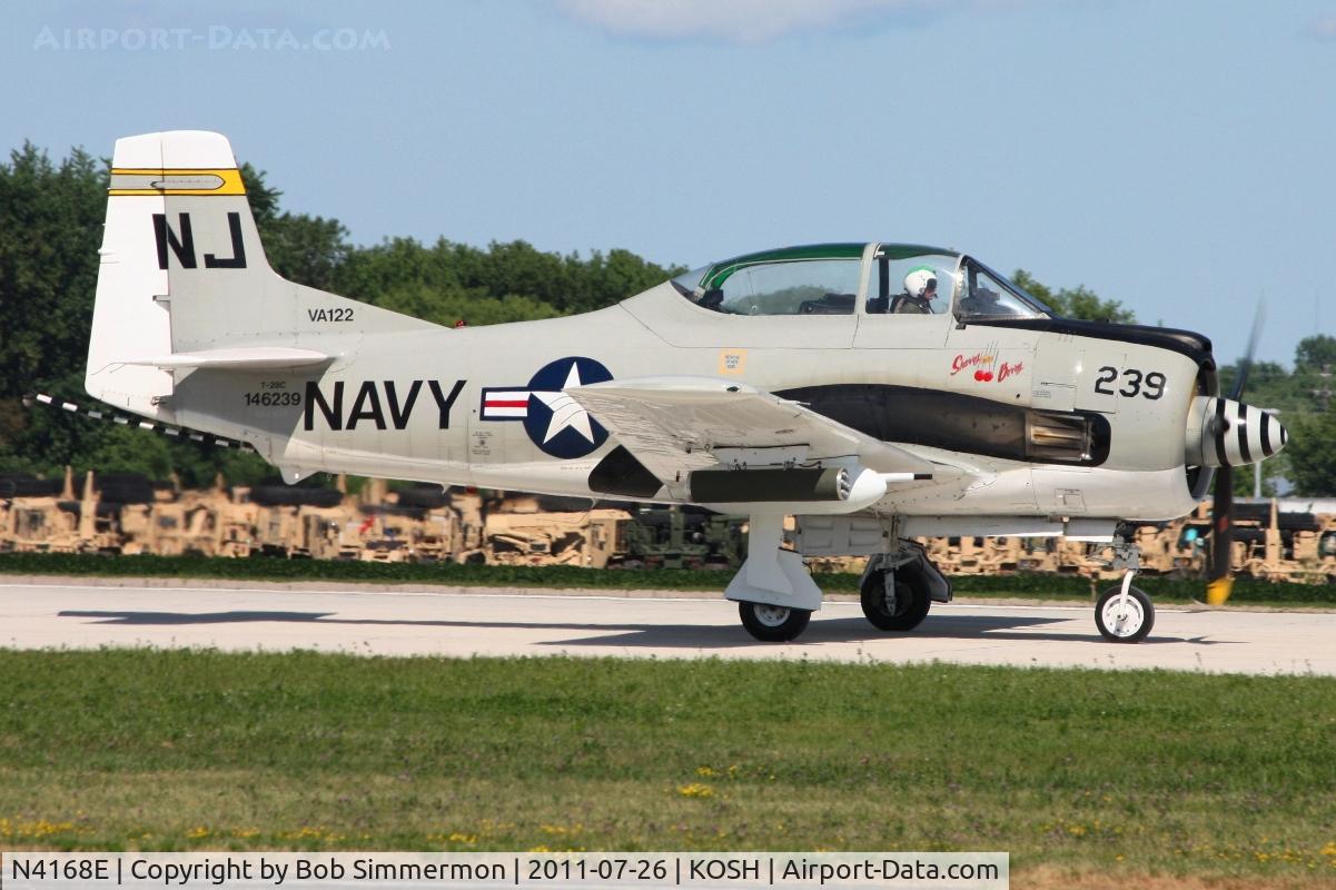 N4168E, 1956 North American T-28C Trojan C/N 252-2, Departing Airventure 2011.