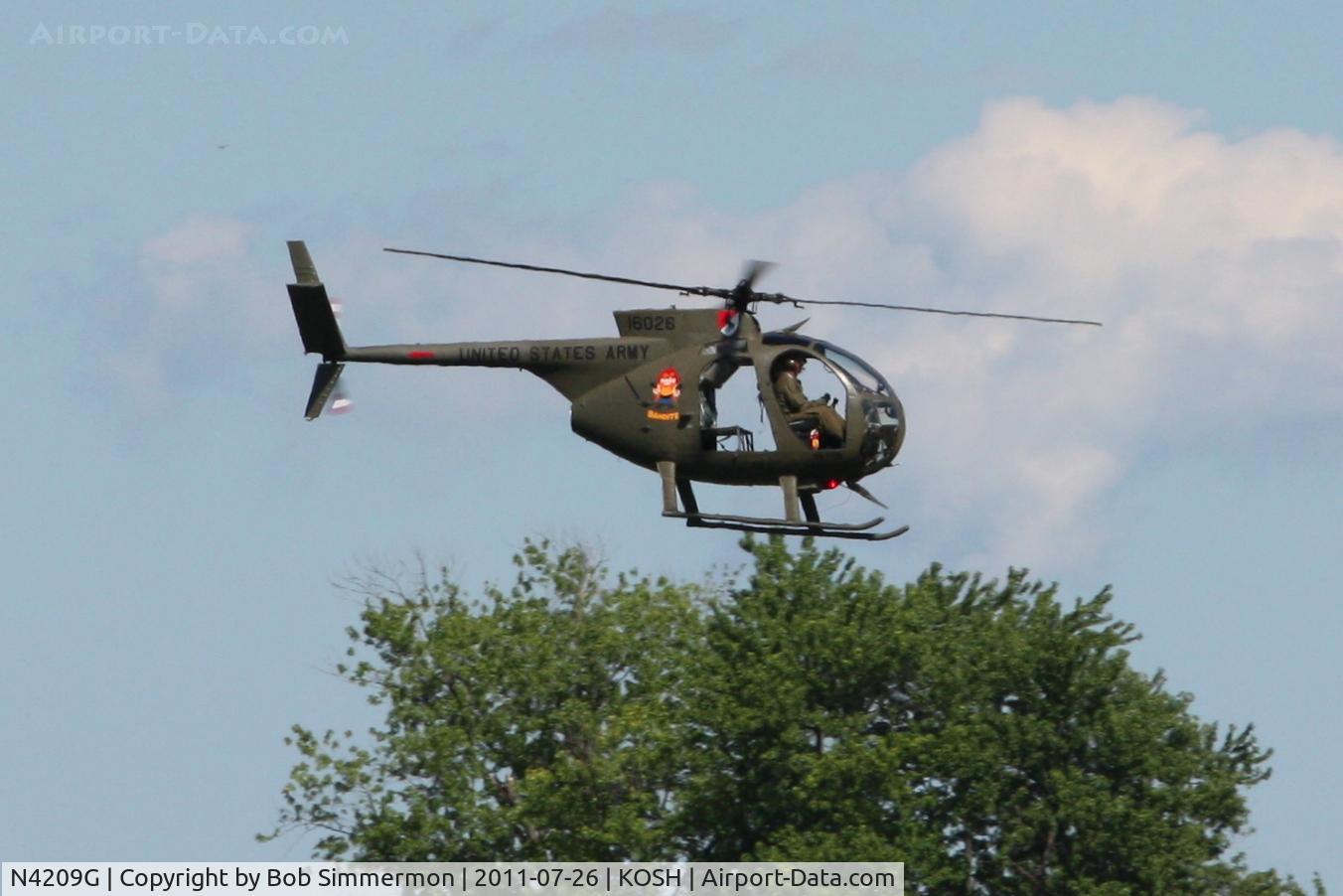 N4209G, 1968 Hughes OH-6A C/N 69-16026, Overflying Airventure 2011.