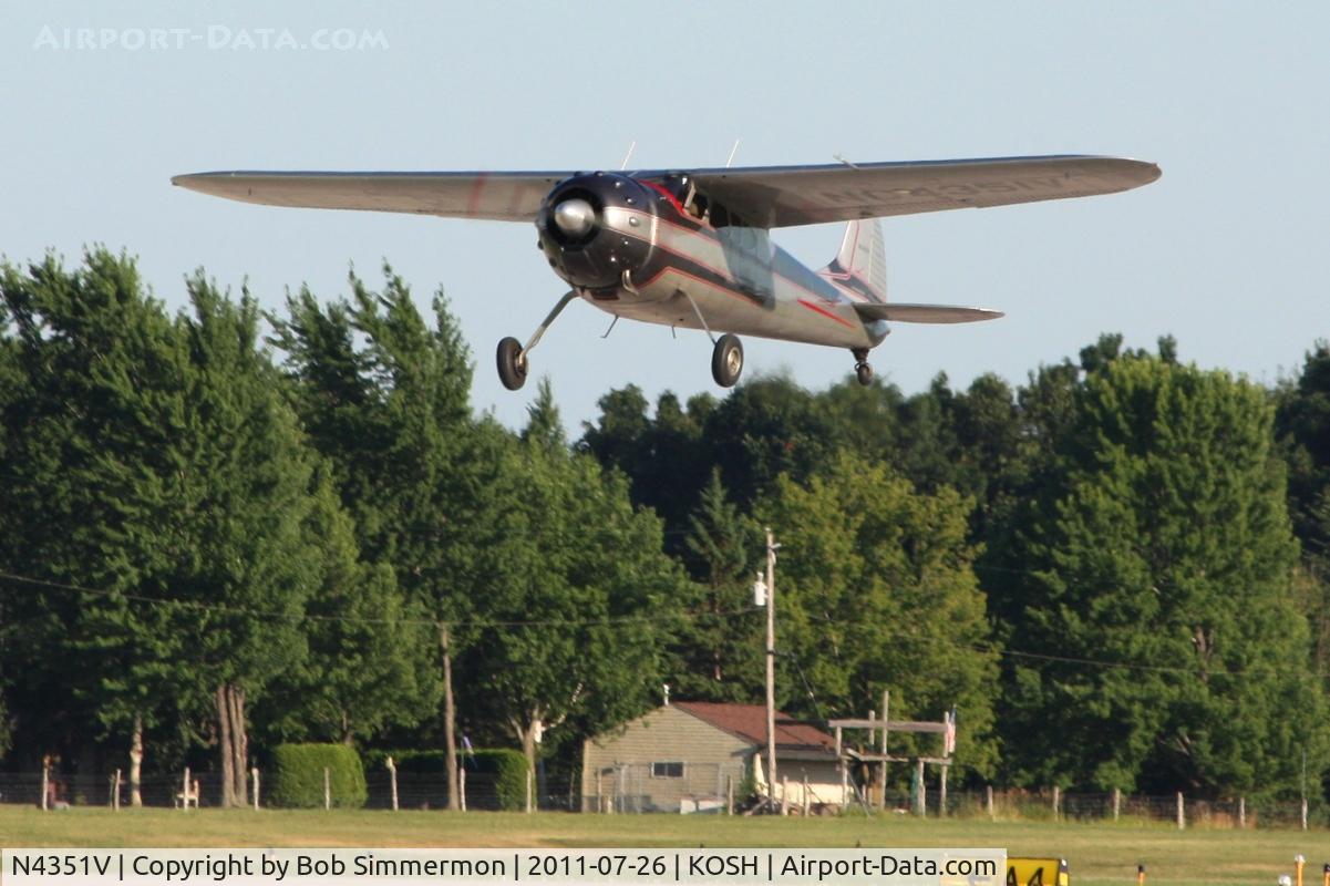 N4351V, 1948 Cessna 195 C/N 7260, Departing Airventure 2011.