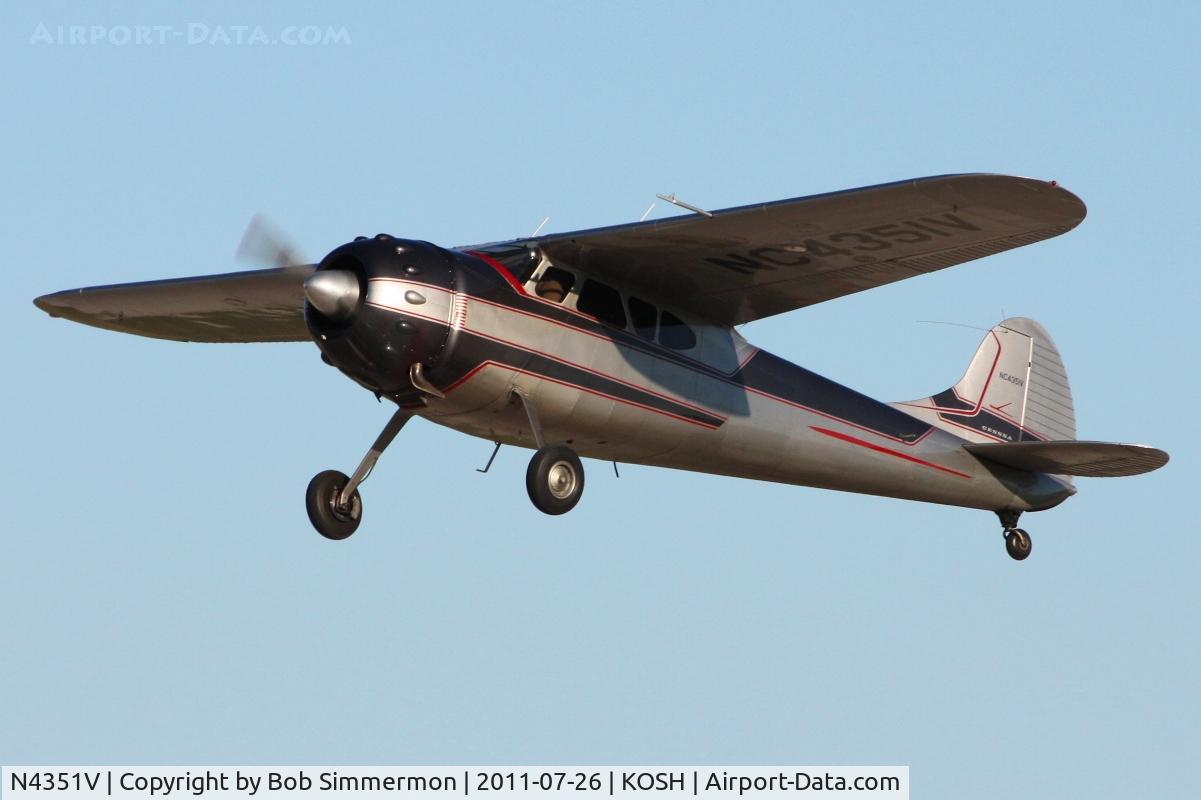 N4351V, 1948 Cessna 195 C/N 7260, Departing Airventure 2011.