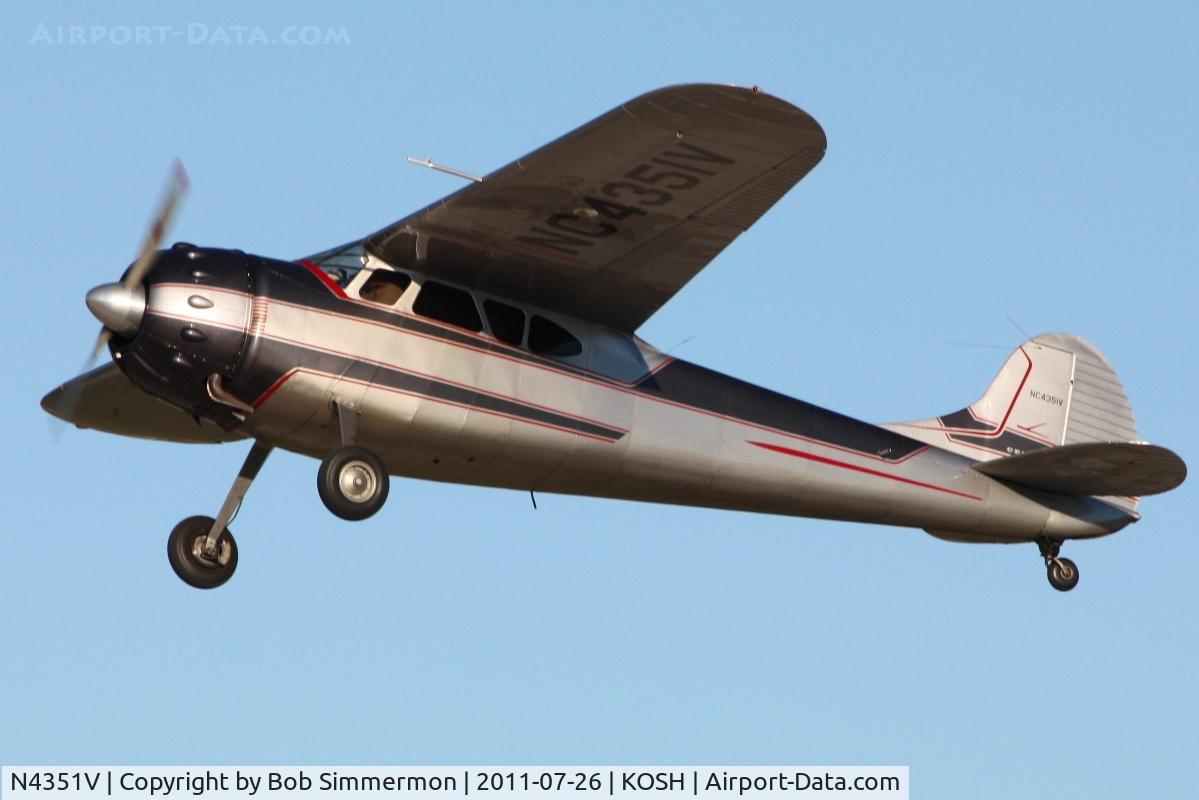 N4351V, 1948 Cessna 195 C/N 7260, Departing Airventure 2011.