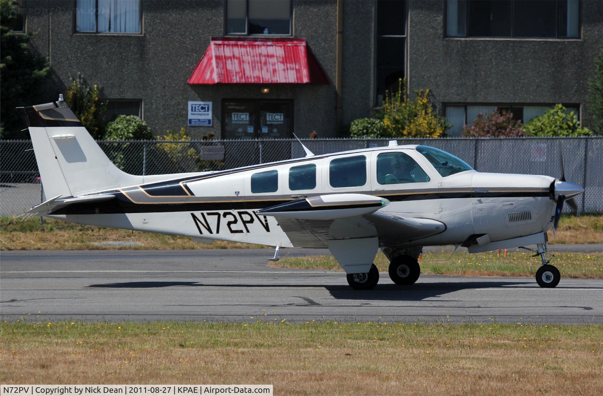 N72PV, 1988 Beech A36 Bonanza 36 C/N E-2452, KPAE/PAE