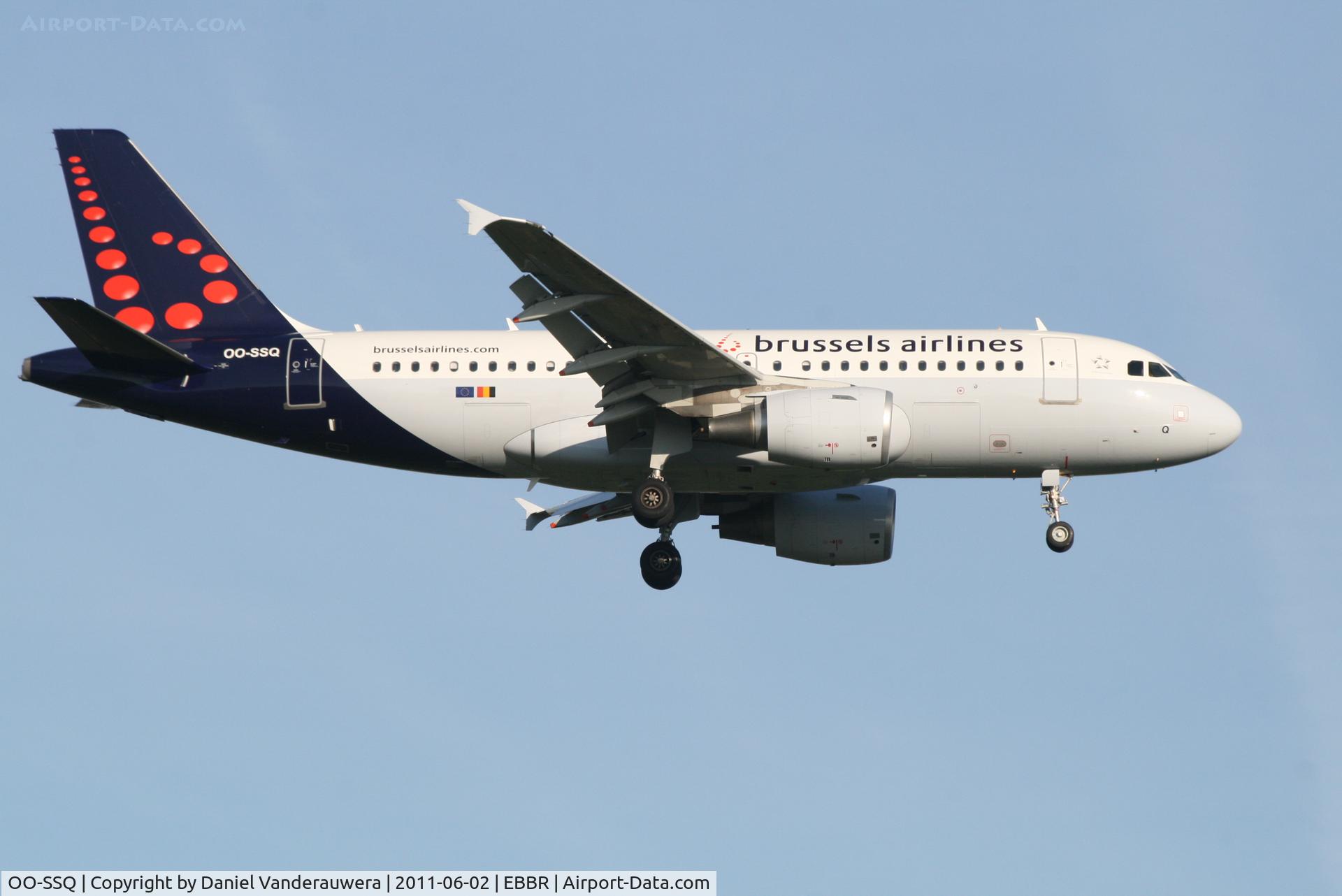 OO-SSQ, 2009 Airbus A319-112 C/N 3790, Arrival of flight SN2592 to RWY 02