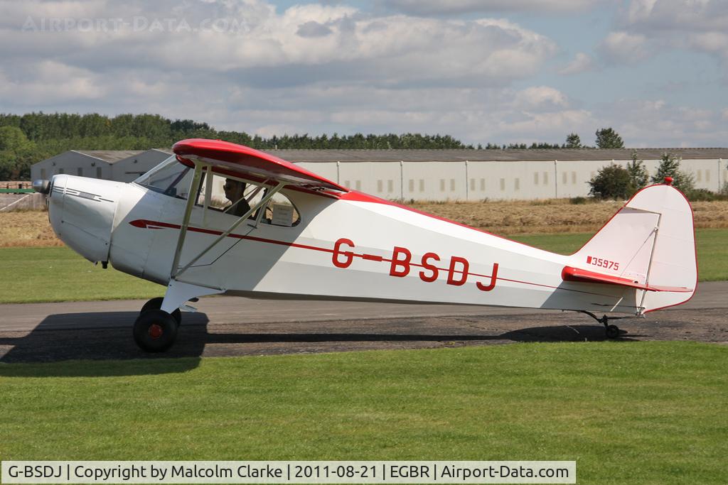 G-BSDJ, 1941 Piper J-4E Cub Coupe C/N 4-1456, Piper J-4E Cub Coupe at Breighton Airfield's Summer Fly-In, August 2011.