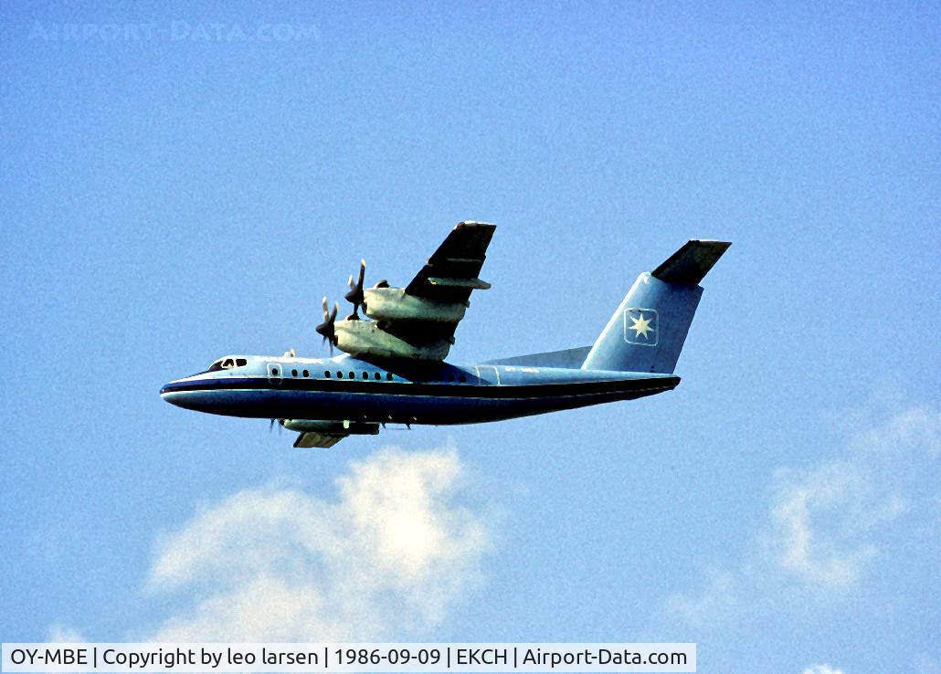 OY-MBE, 1982 De Havilland Canada DHC-7-102 Dash 7 C/N 77, T/O Copenhagen Kastrup 9.9.86