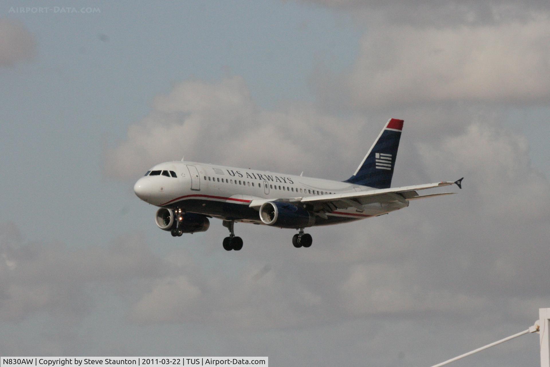 N830AW, 2001 Airbus A319-132 C/N 1565, Taken at Tucson International Airport, in March 2011 whilst on an Aeroprint Aviation tour