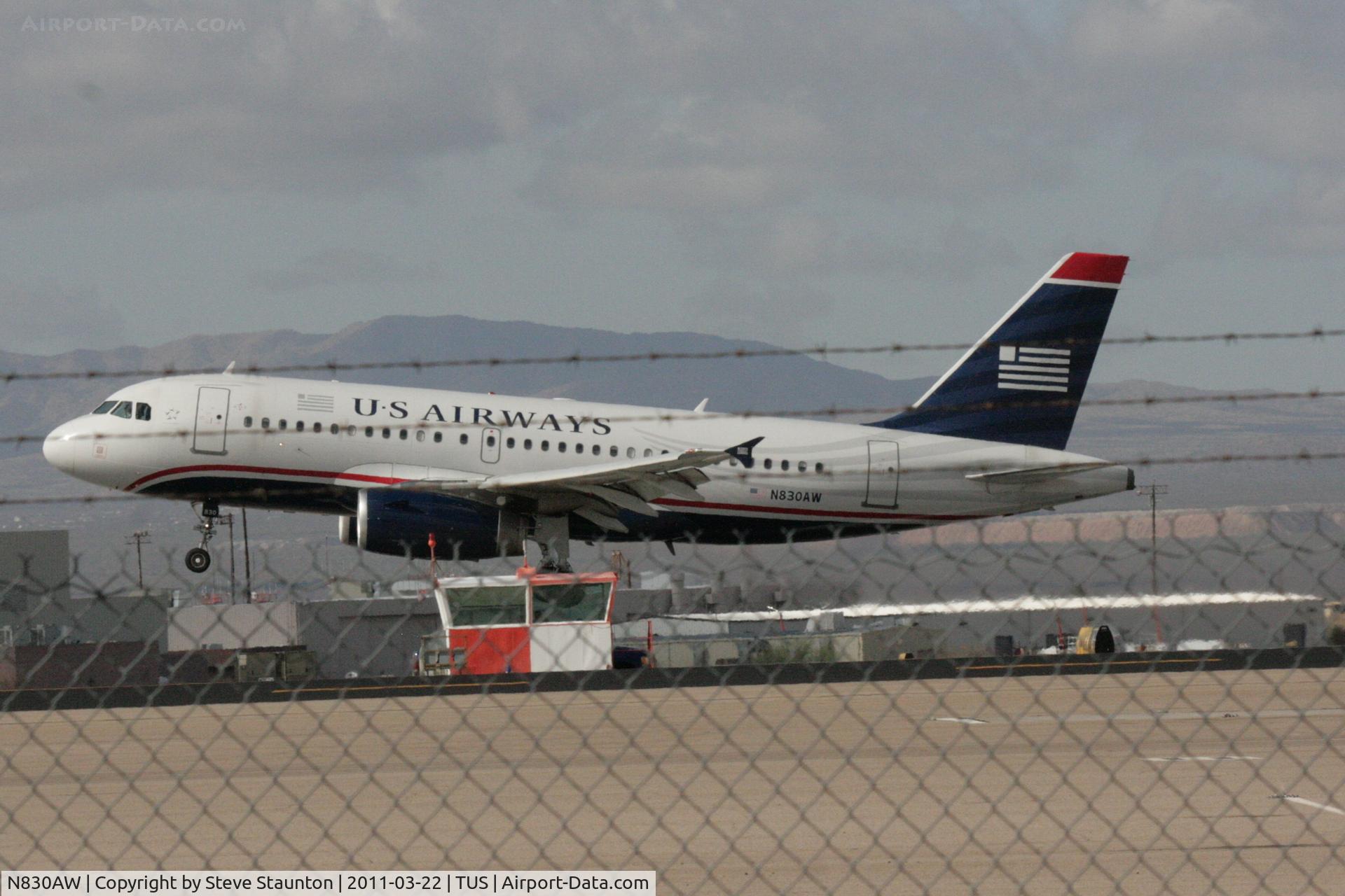 N830AW, 2001 Airbus A319-132 C/N 1565, Taken at Tucson International Airport, in March 2011 whilst on an Aeroprint Aviation tour