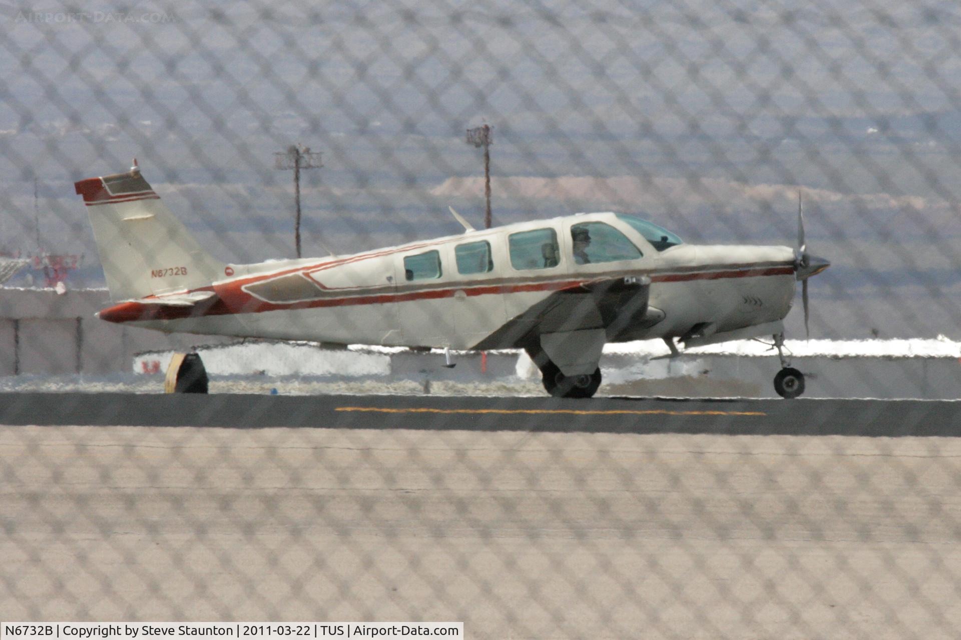 N6732B, 1980 Beech A36 Bonanza 36 C/N E-1644, Taken at Tucson International Airport, in March 2011 whilst on an Aeroprint Aviation tour