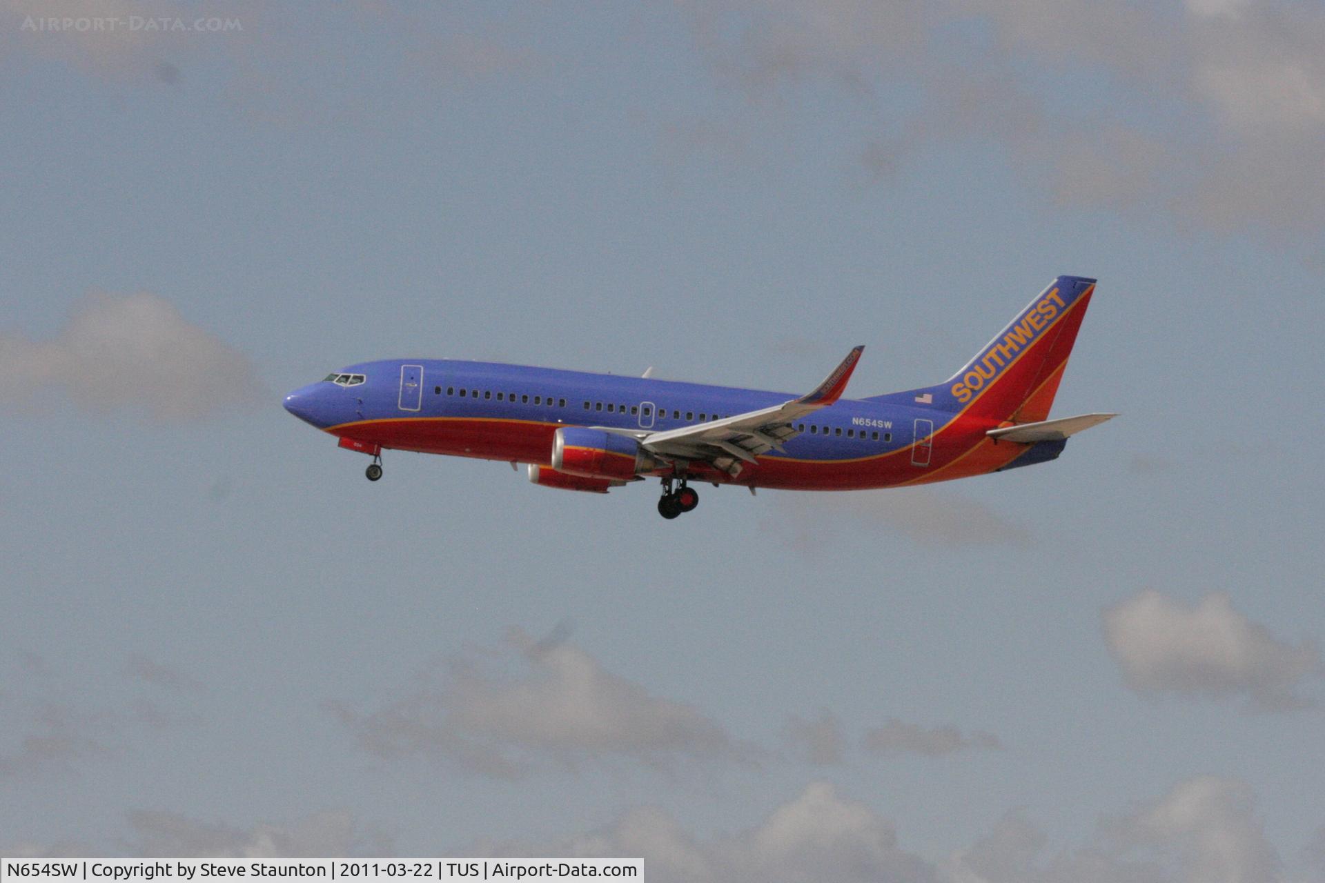 N654SW, 1997 Boeing 737-3H4 C/N 28399, Taken at Tucson International Airport, in March 2011 whilst on an Aeroprint Aviation tour
