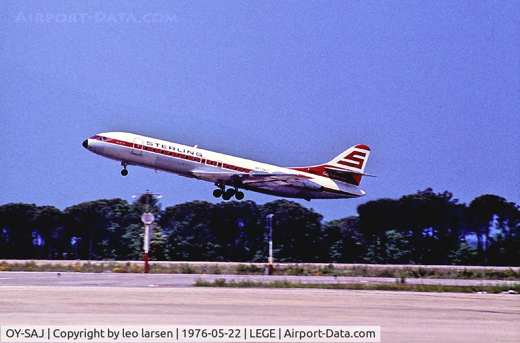 OY-SAJ, 1961 Sud Aviation SE-210 Caravelle VI-R C/N 104, T/O Gerone Spain 22.5.76