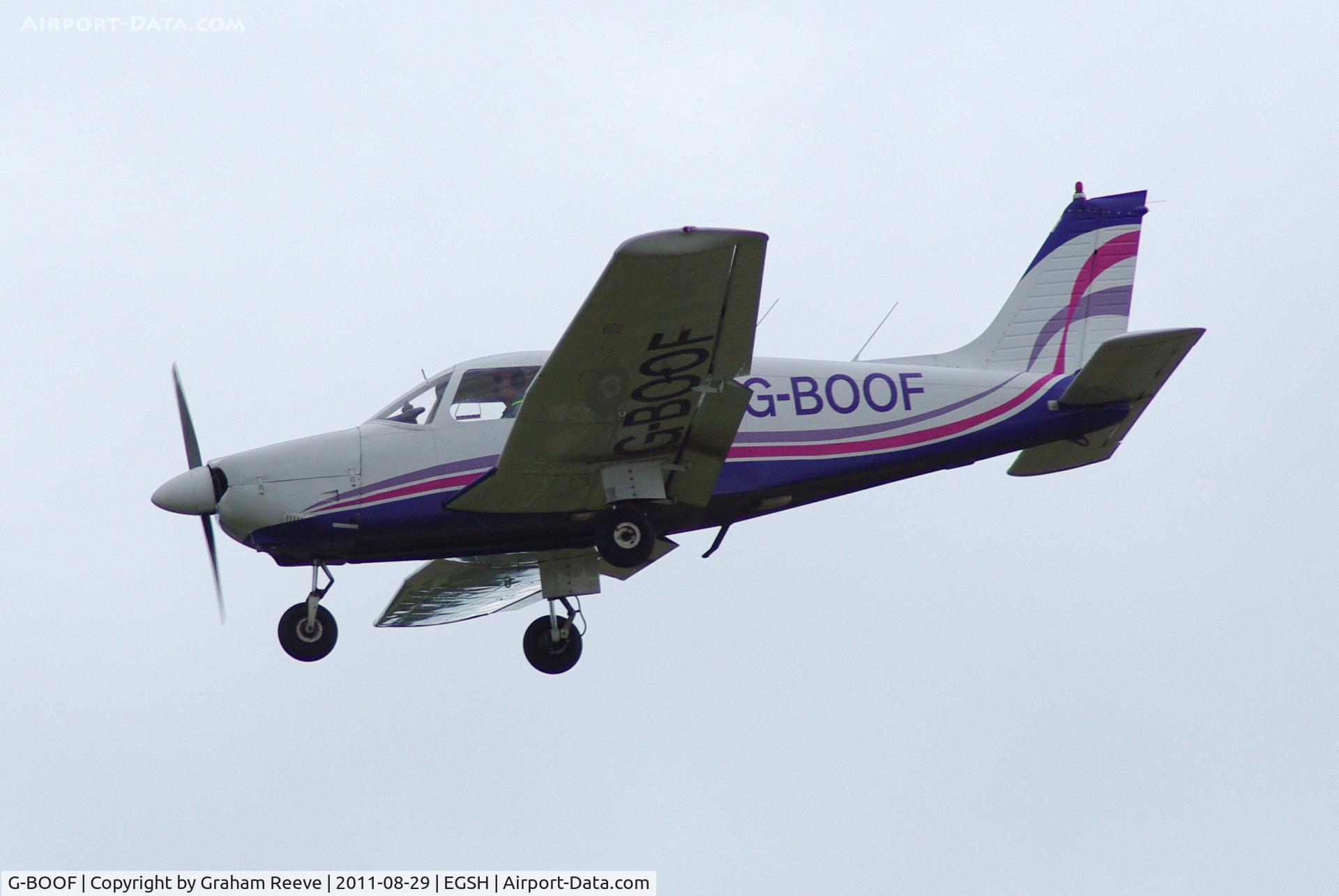 G-BOOF, 1978 Piper PA-28-181 Cherokee Archer II C/N 28-7890084, About to land.