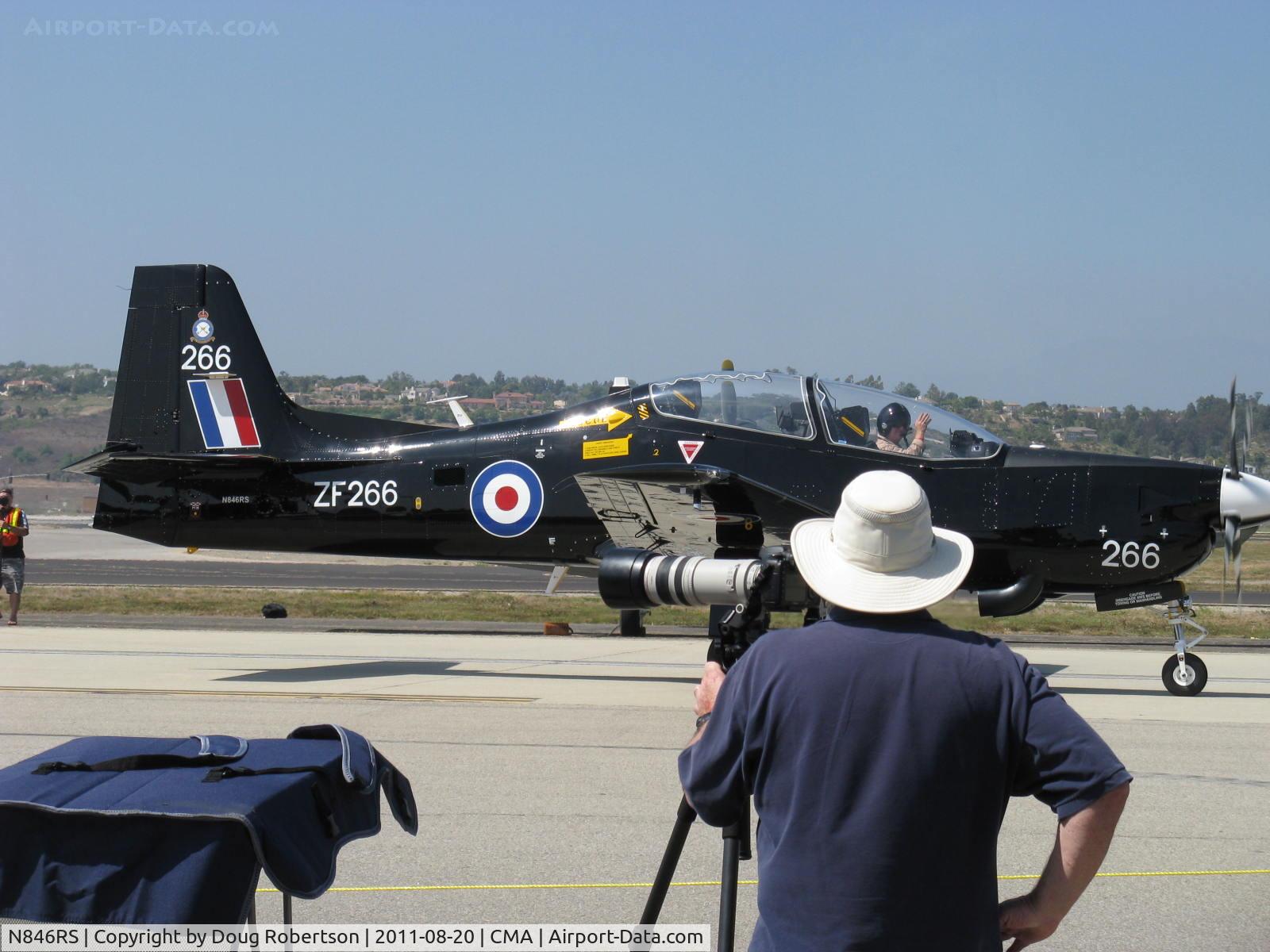 N846RS, 1990 Short S-312 Tucano T1 C/N S056/T50, Short Bros. PLC S312 TUCANO T1 Mk.1, one Garrett TPE331-12B Turboprop 1,100 shp in RAF livery. Built under license from Brazil's Embraer highly modified to RAF requirements, taxi
