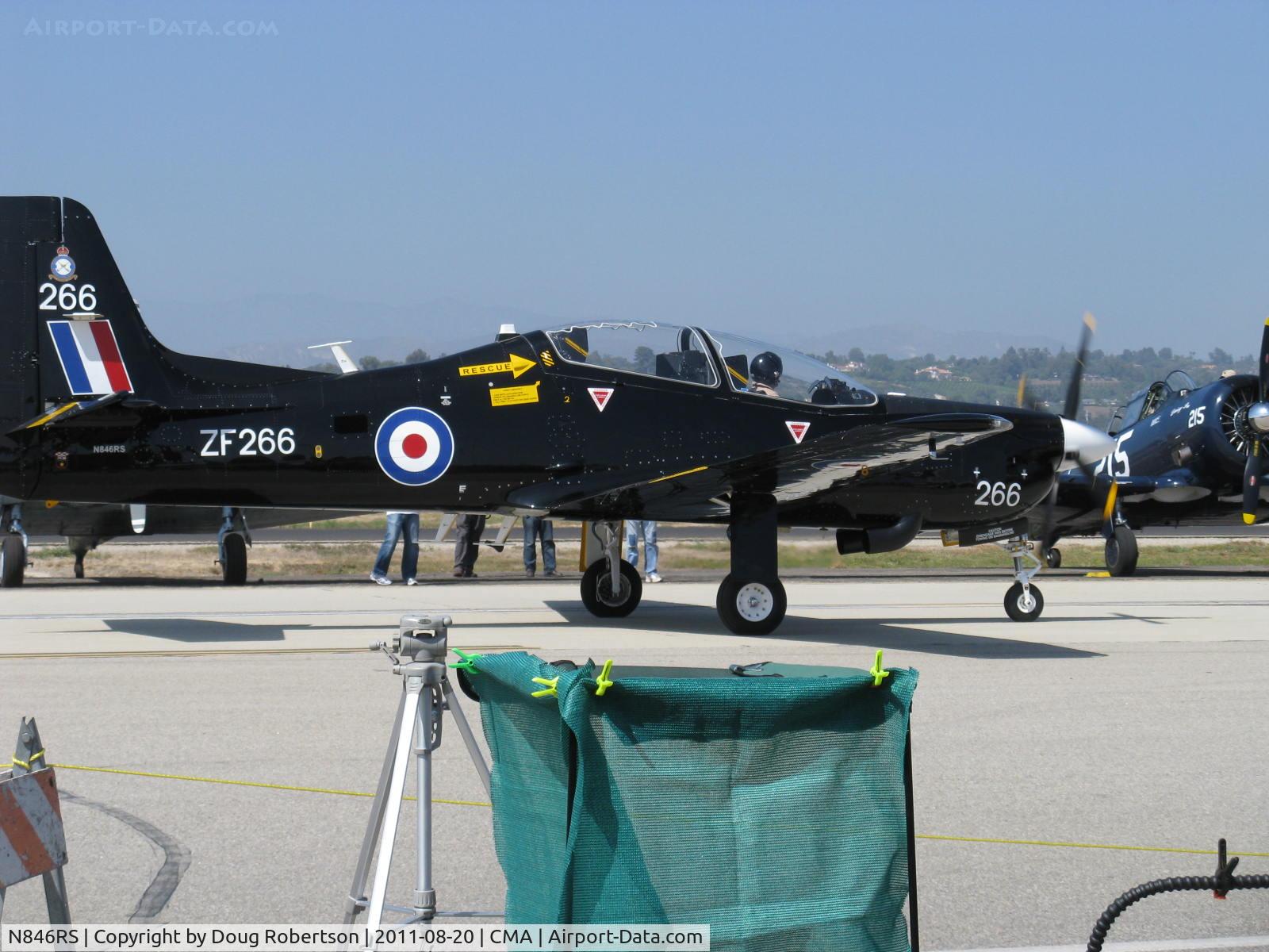 N846RS, 1990 Short S-312 Tucano T1 C/N S056/T50, Short Bros. PLC S312 TUCANO T1 Mk.1, one Garrett TPE331-12B Turboprop 1,100 shp in RAF livery, 4 blade prop, Martin-Baker MB 8LC Ejection Seats, max speed 315 mph, taxi