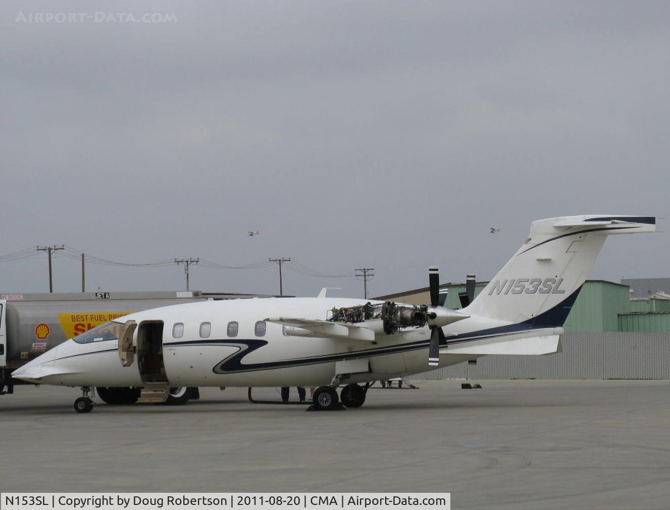 N153SL, 2002 Piaggio P-180 C/N 1054, 2002 Piaggio P.180 AVANTI canard, twp P&W(C)PT6A-66 Turboprop pushers, 1,485 shp each flat rated at 850 shp each, five-blade props. Max speed 455 mph.