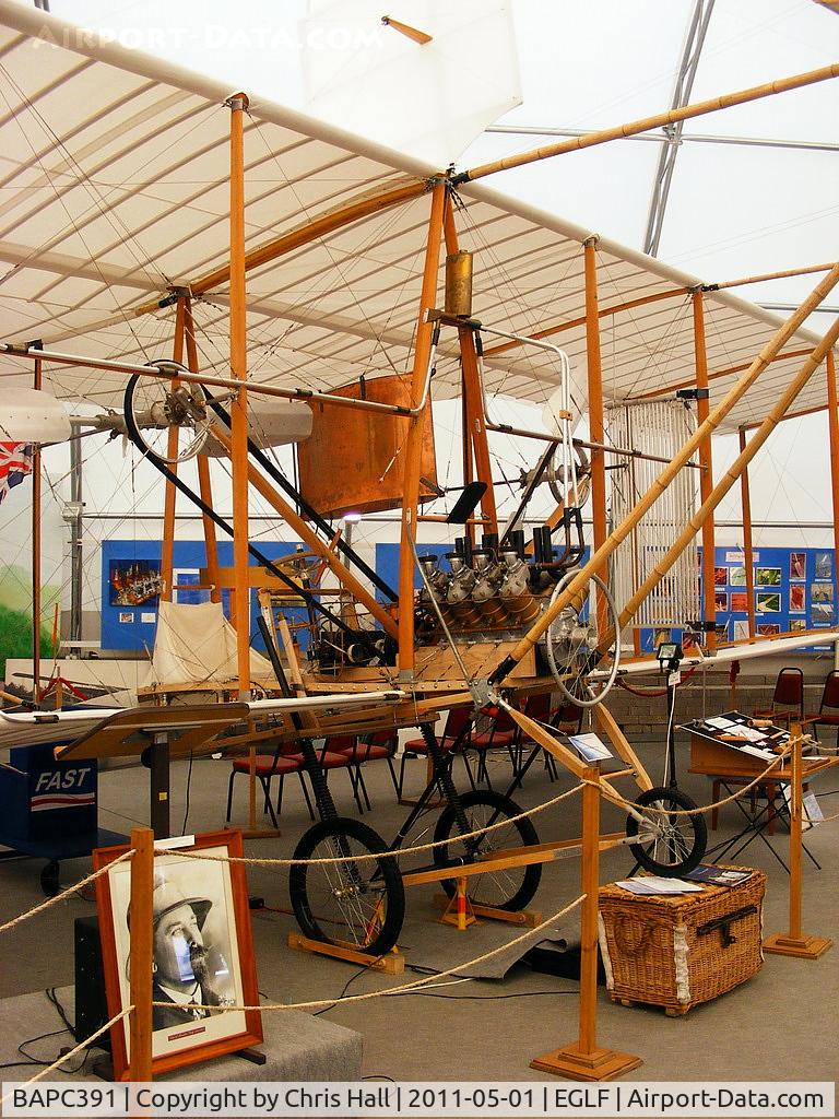 BAPC391, British Army Aircraft Cody 1A Replica C/N 1A, Full size replica of British Army Aircraft Number 1A in which Samuel Franklin Cody, on 16 October, 1908  made the first powered, controlled flight in the UK of a heavier than air machine.