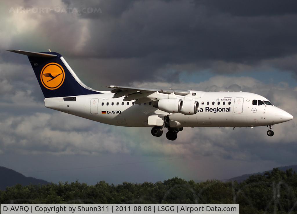 D-AVRQ, 1997 British Aerospace Avro 146-RJ85 C/N E.2304, Landing rwy 23