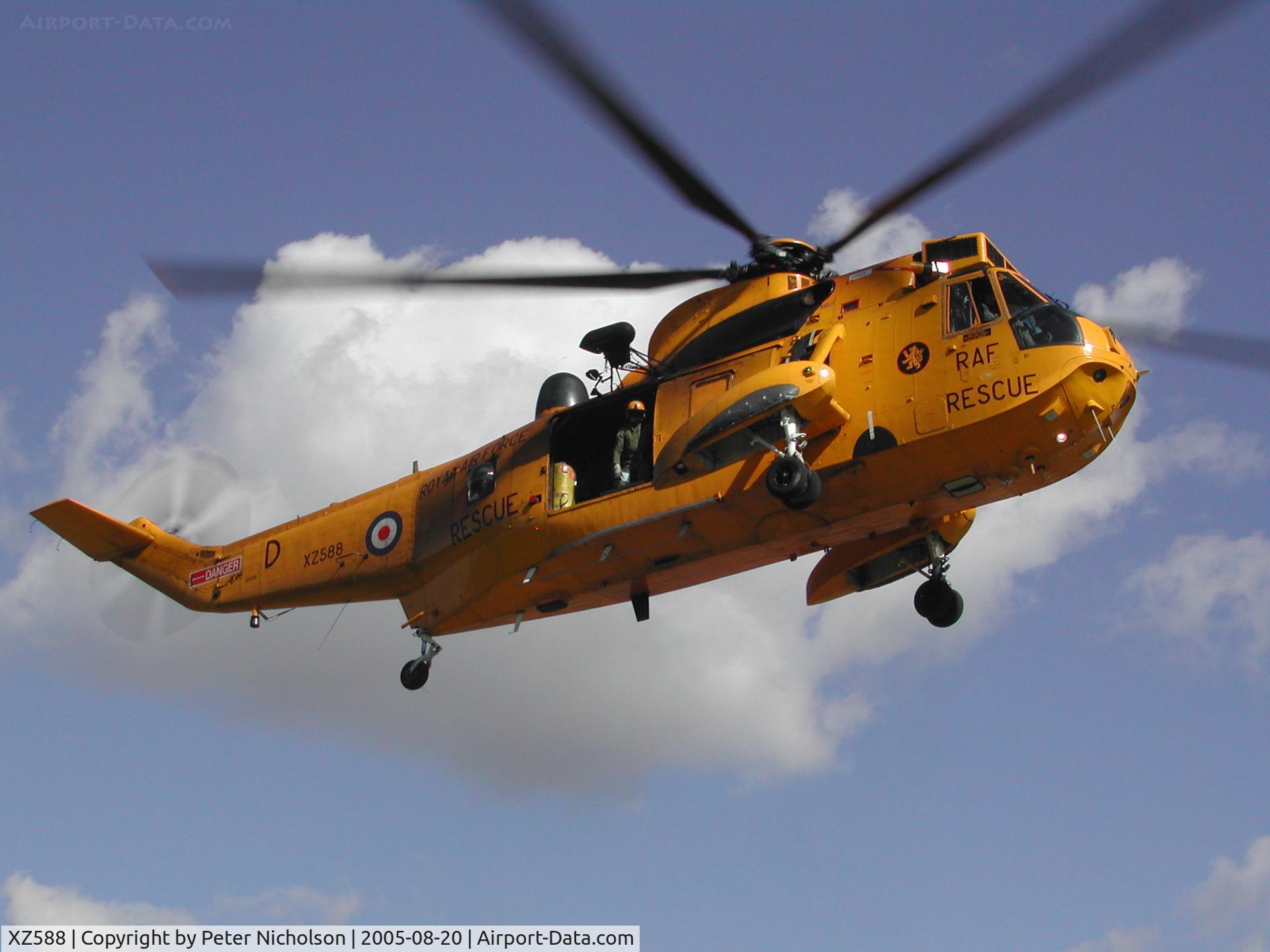 XZ588, 1977 Westland Sea King HAR.3 C/N WA854, Sea King HAR.3 of 202 Squadron at RAF Boulmer seen at Carlisle in the Summer of 2005.