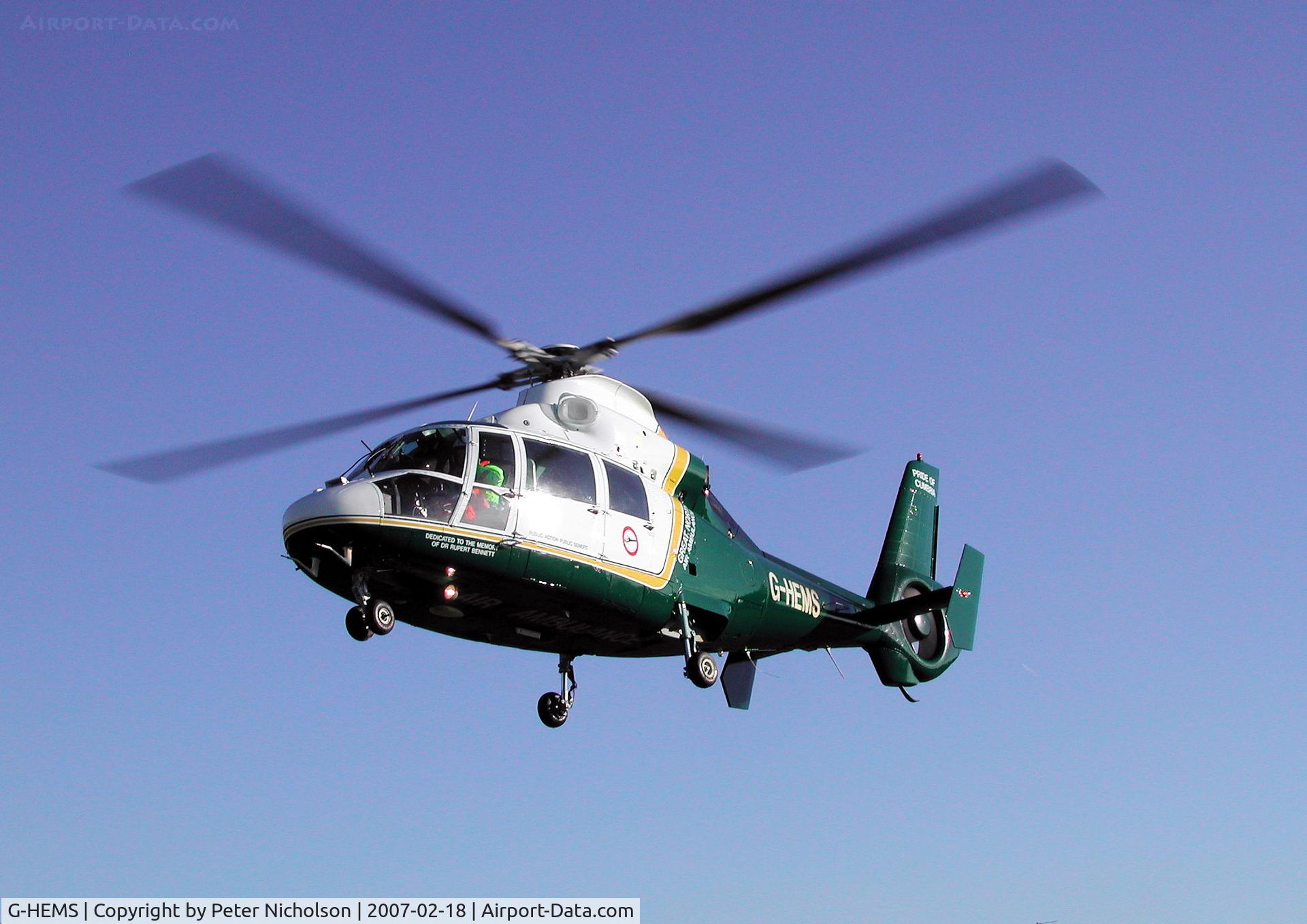G-HEMS, 1982 Aerospatiale SA-365N Dauphin C/N 6009, SA.365N Dauphin 2 of the Great North Air Ambulance Service as seen at Carlisle in February 2007.