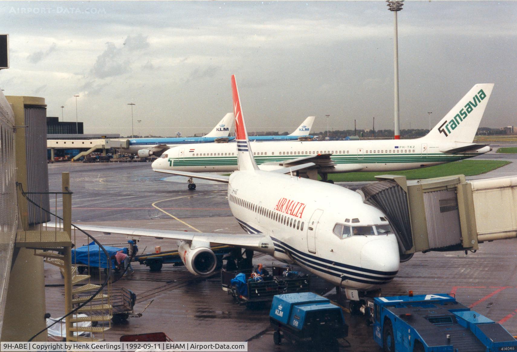 9H-ABE, 1987 Boeing 737-2Y5 C/N 23847, Air Malta. Background - Transavia B757-236 ER , PH-TKZ