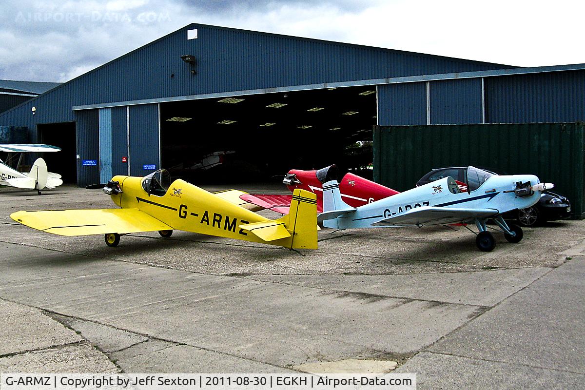 G-ARMZ, 1961 Rollason Druine D.31 Turbulent C/N PFA 565, Parked at Headcorn, Kent UK with G-ARGZ and G-A???