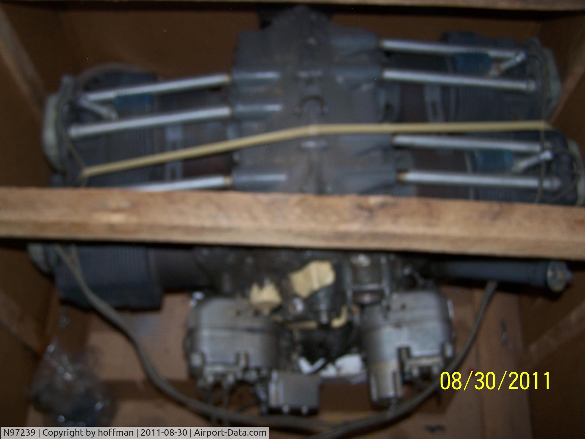 N97239, 1946 Stinson 108 Voyager C/N 108-239, this is one of 2 engines.   still in the crate .