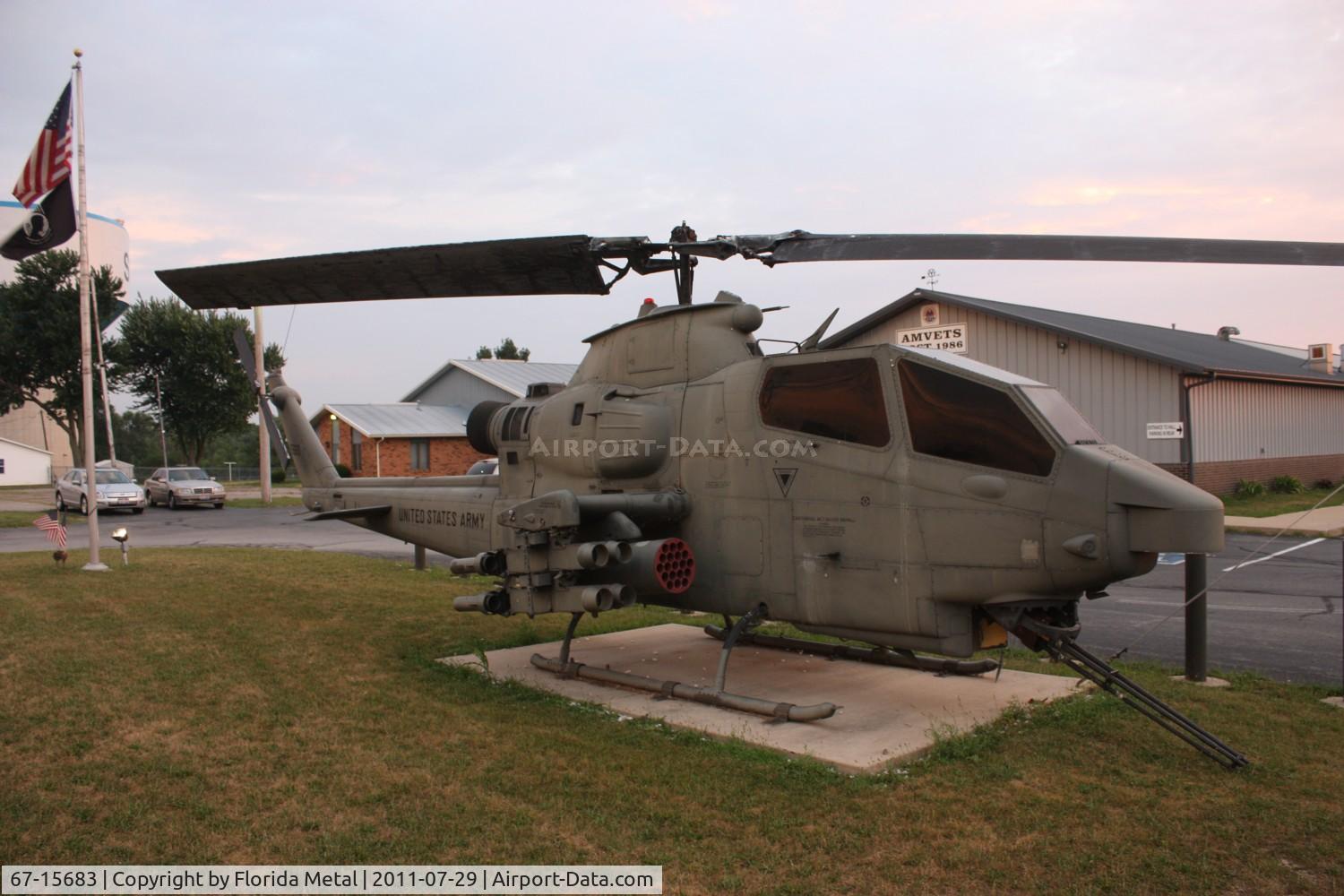 67-15683, 1967 Bell AH-1F Cobra C/N 20347, AH-1F in front of AMVets 1986 Sidney Ohio