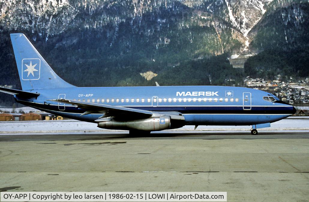 OY-APP, 1980 Boeing 737-2L9 C/N 22406, Insbruck Austria 15.2.86