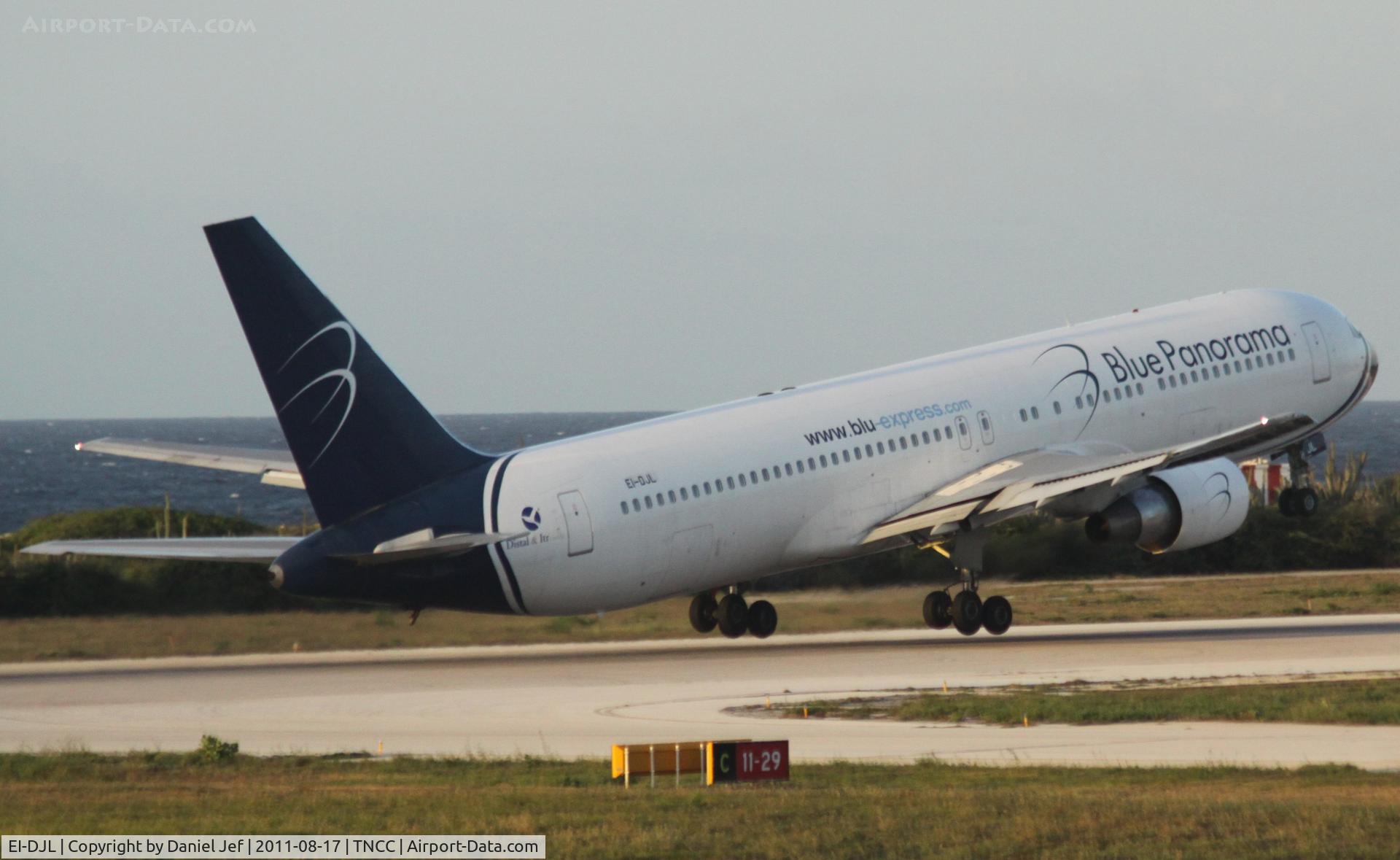 EI-DJL, 1991 Boeing 767-330/ER C/N 25137, Blue Panarama departing TNCC