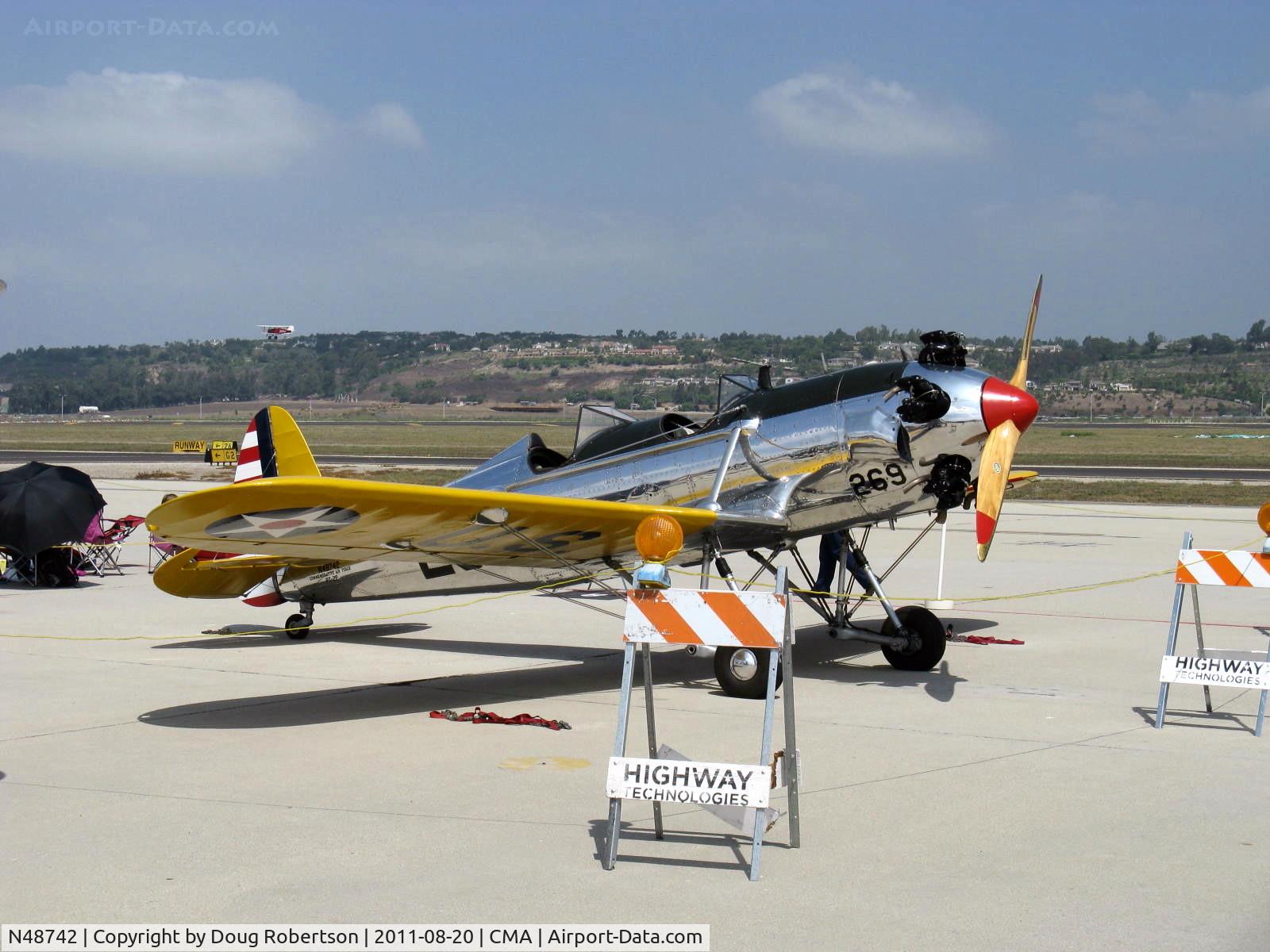 N48742, 1941 Ryan Aeronautical ST3KR C/N 1298, 1941 Ryan Aeronautical ST-3KR as PT-22, Kinner R5 160 Hp radial, mirror polished fuselage
