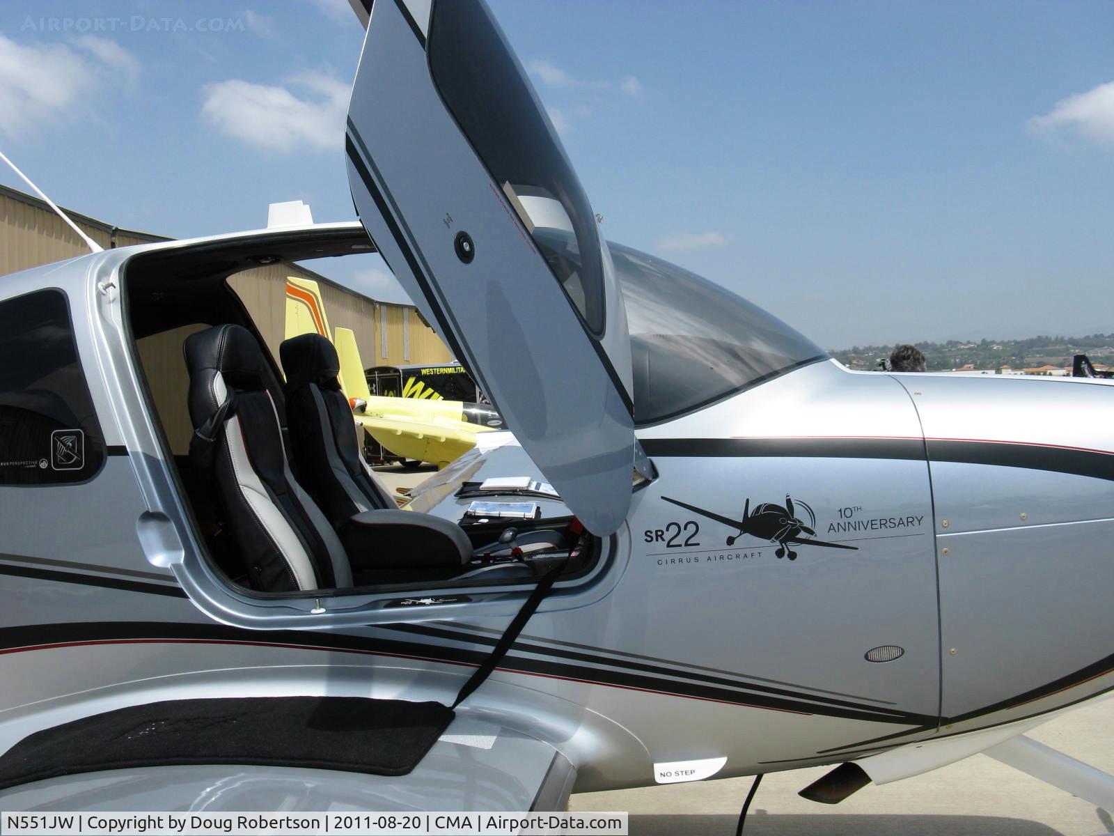 N551JW, Cirrus SR22T C/N 0139, 2011 Cirrus SR22T Turbonormalized, Continental TSIO-550-K 315 Hp, 3 blade lightweight prop, max cruise 214 kts, 246 st. mph. Tenth Anniversary model