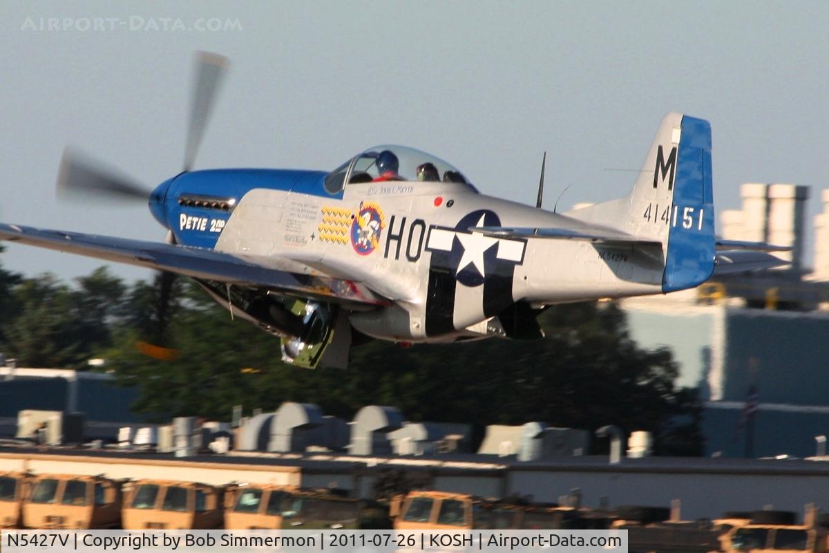N5427V, 1944 North American F-51D Mustang C/N 44-72942, Departing Airventure 2011.
