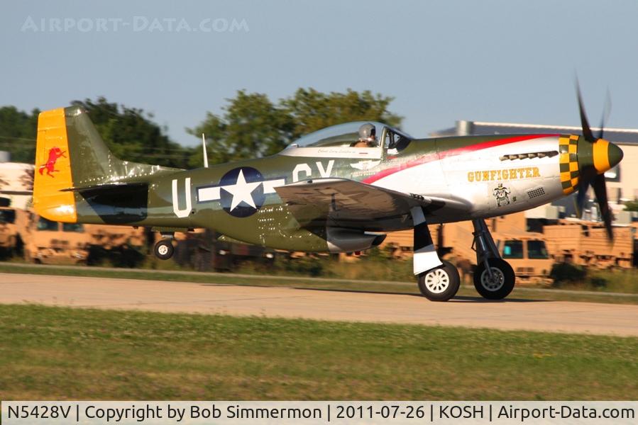 N5428V, 1944 North American P-51D Mustang C/N 122-39723, Departing Airventure 2011.