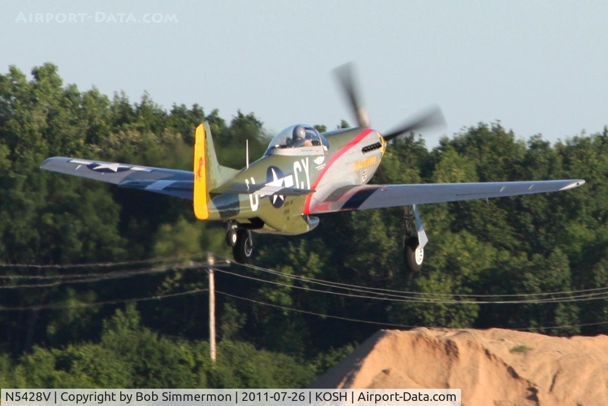 N5428V, 1944 North American P-51D Mustang C/N 122-39723, Departing Airventure 2011.