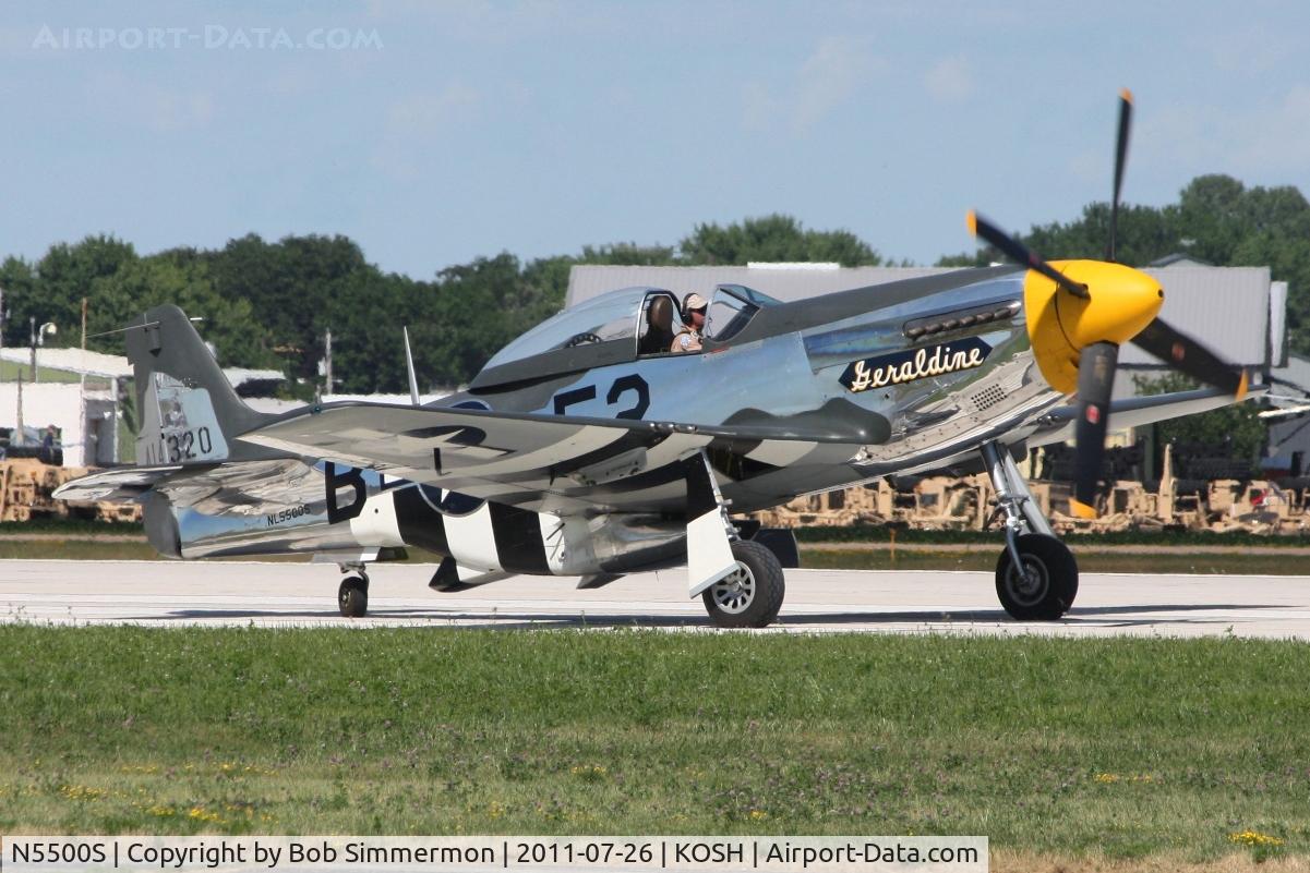 N5500S, 1944 North American F-51D Mustang C/N 44-63655, Departing Airventure 2011.