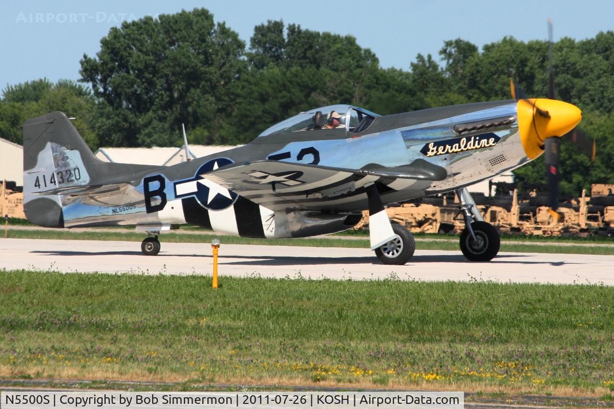 N5500S, 1944 North American F-51D Mustang C/N 44-63655, Departing Airventure 2011.