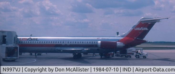 N997VJ, 1969 Douglas DC-9-31 C/N 47336, N997VJ in service to USAir Indianapolis, IN July 1984
