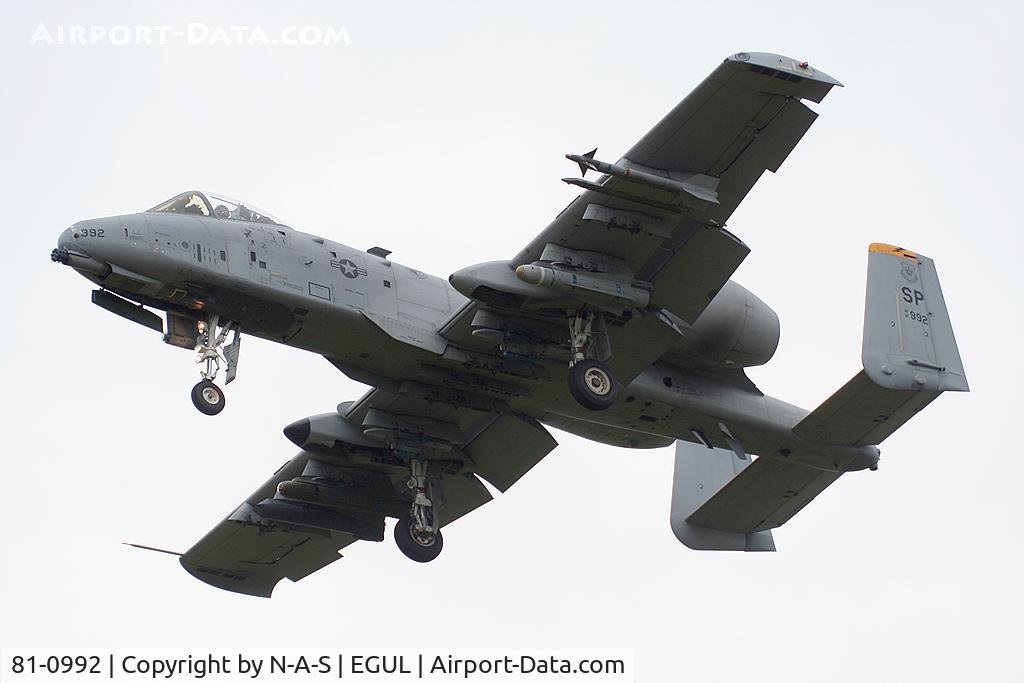 81-0992, 1981 Fairchild Republic A-10A Thunderbolt II C/N A10-0687, Arriving back from local sortie