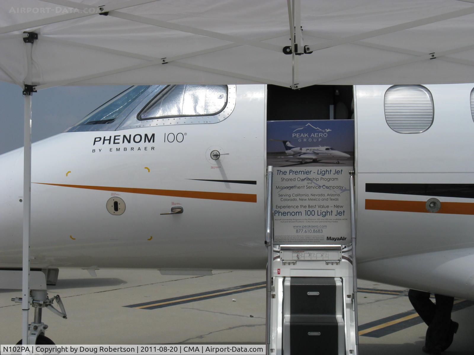 N102PA, 2009 Embraer EMB-500 Phenom 100 C/N 50000030, 2009 Empresa Brasileira de Aeronautica SA EMBRAER EMB-500 Phenom 100 light business jet, two P&W(C)PW617-F Turbofans takeoff thrust 1,695 lb each to ISA+10, with FADEC, Max speed M 0.70, Airstair door