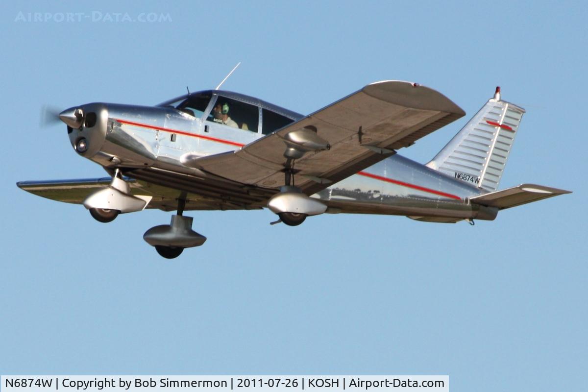 N6874W, 1965 Piper PA-28-140 Cherokee C/N 28-21030, Departing Airventure 2011.