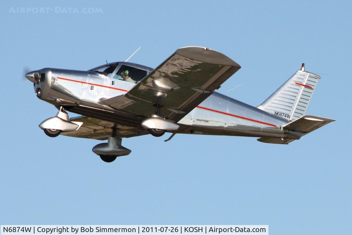N6874W, 1965 Piper PA-28-140 Cherokee C/N 28-21030, Departing Airventure 2011.