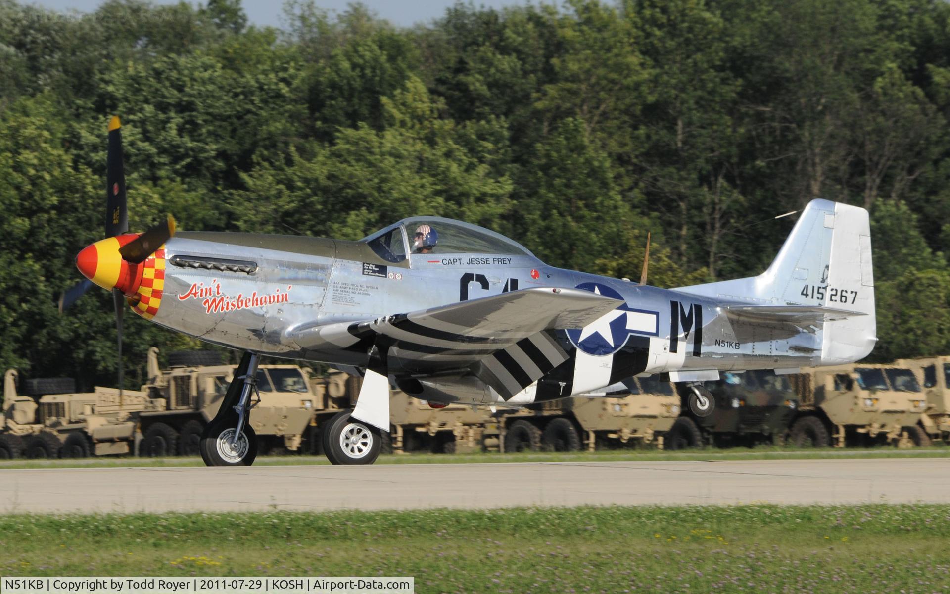 N51KB, 1961 North American F-51D Mustang C/N 44-74009, AIRVENTURE 2011