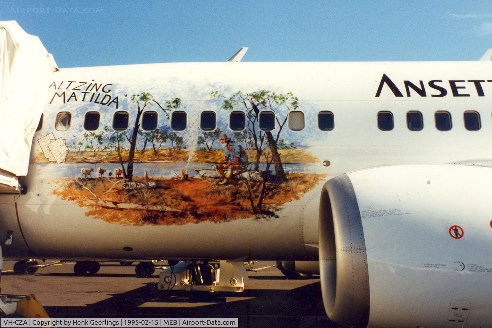 VH-CZA, 1986 Boeing 737-377 C/N 23653, Ansett Australia , spcl cs Waltzing Matilda