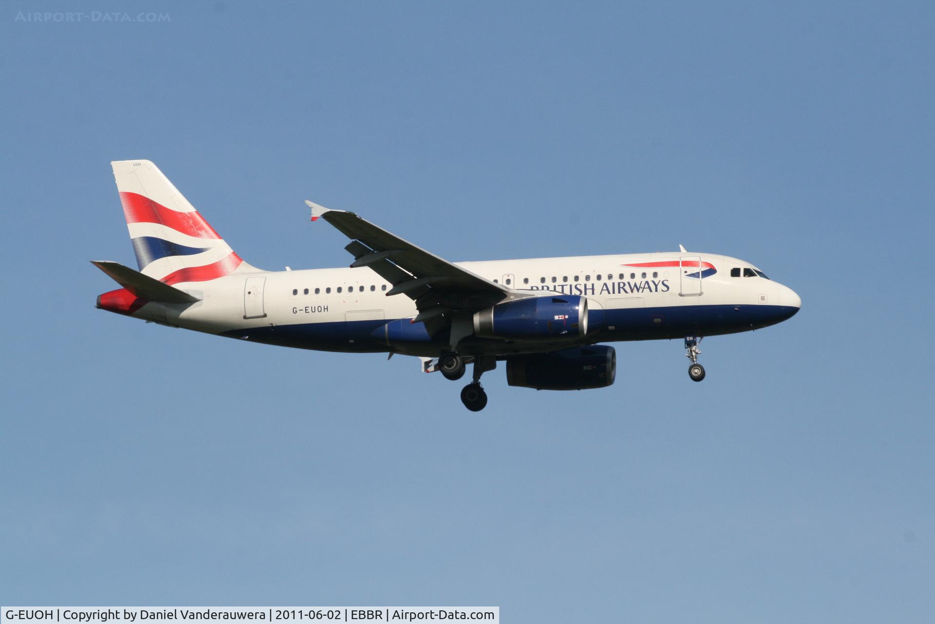 G-EUOH, 2001 Airbus A319-131 C/N 1604, Arrival of flight BA388 to RWY 02