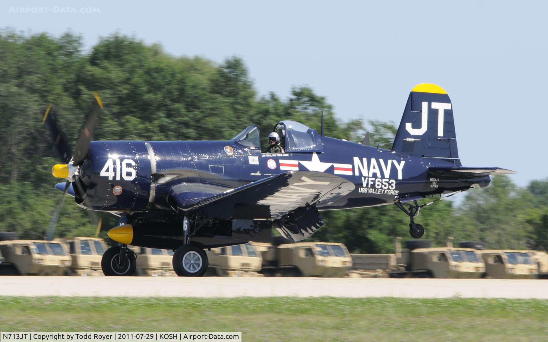 N713JT, 1945 Vought F4U-4B Corsair C/N 97143, AIRVENTURE 2011